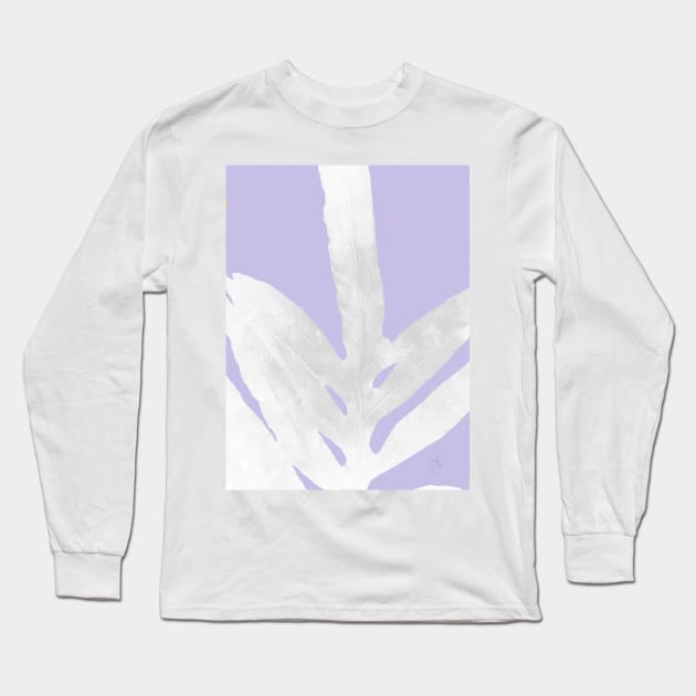 Green Fern on Lavender Inverted Long Sleeve T-Shirt by ANoelleJay